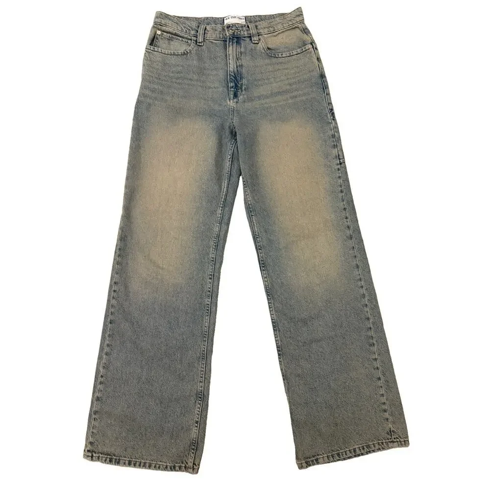 Free People We The Free Tinsley Baggy Jeans High Rise Wide Straight Leg Size 28